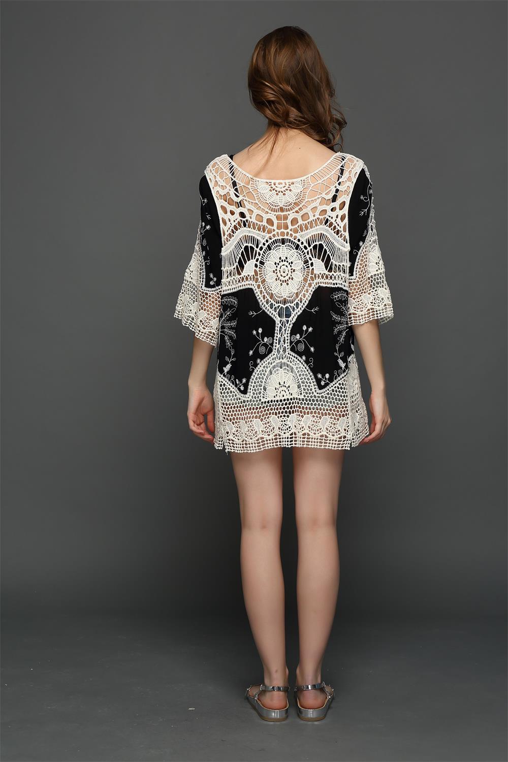 F4634 Lace Women Sexy Bikini Swimwear Cover Up Black Woman Dress